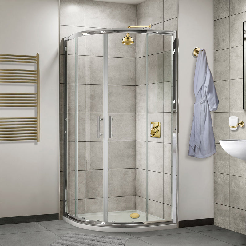 Gold radiator with gold shower head and gold bathroom accessories gold shower arm 