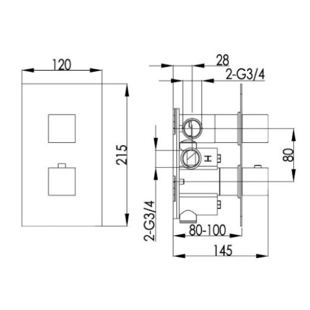 buy 2 outlet concealed thermostatic shower valve tapron