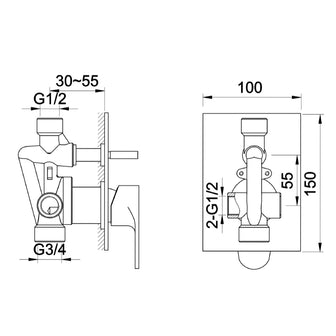 Manual Single-Lever Shower Valve with Diverter Secondary image
