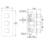 concealed thermostatic shower valve Technical Drawing
