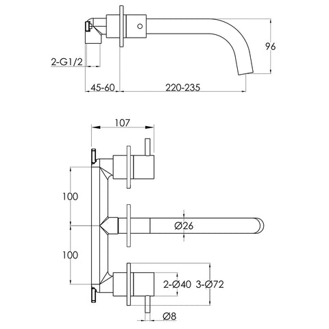 wall mounted basin mixer tap