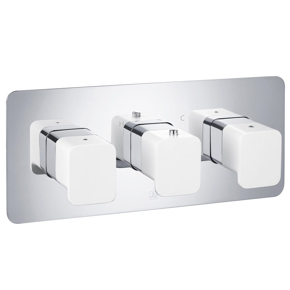 Triple Control Shower Valve with Matt White Handles - Elegance in Modern Bathrooms Secondary image
