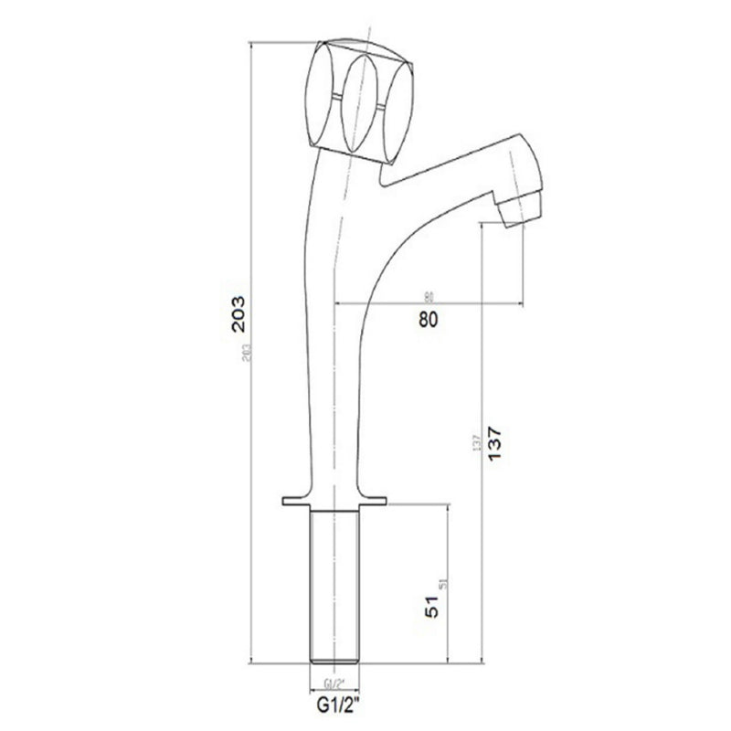 Traditional Kitchen Pillar taps Technical Drawing