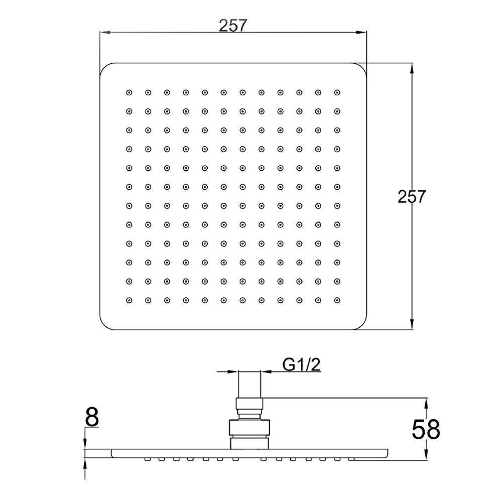 Fixed Shower Head Technical Drawing