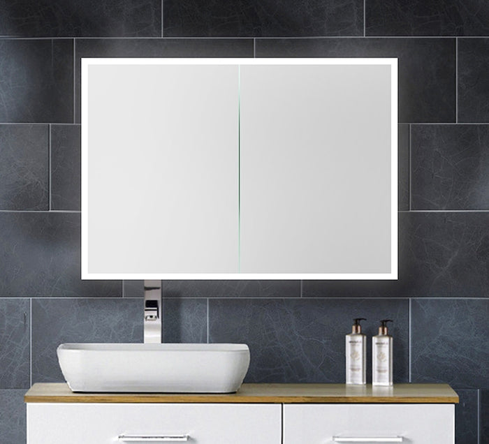 LED Mirror Cabinet with Two Doors - 800x700mm