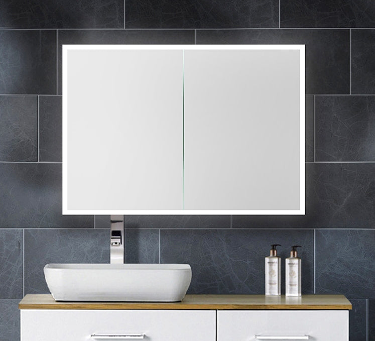 LED Mirror Cabinet with Two Doors - 800x700mm led mirror cabinet