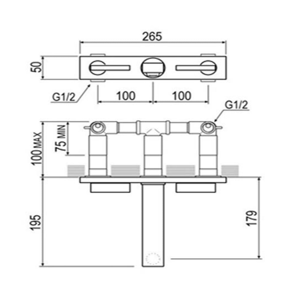 Wall Mounted 3 Hole Basin Mixer Tap Secondary image