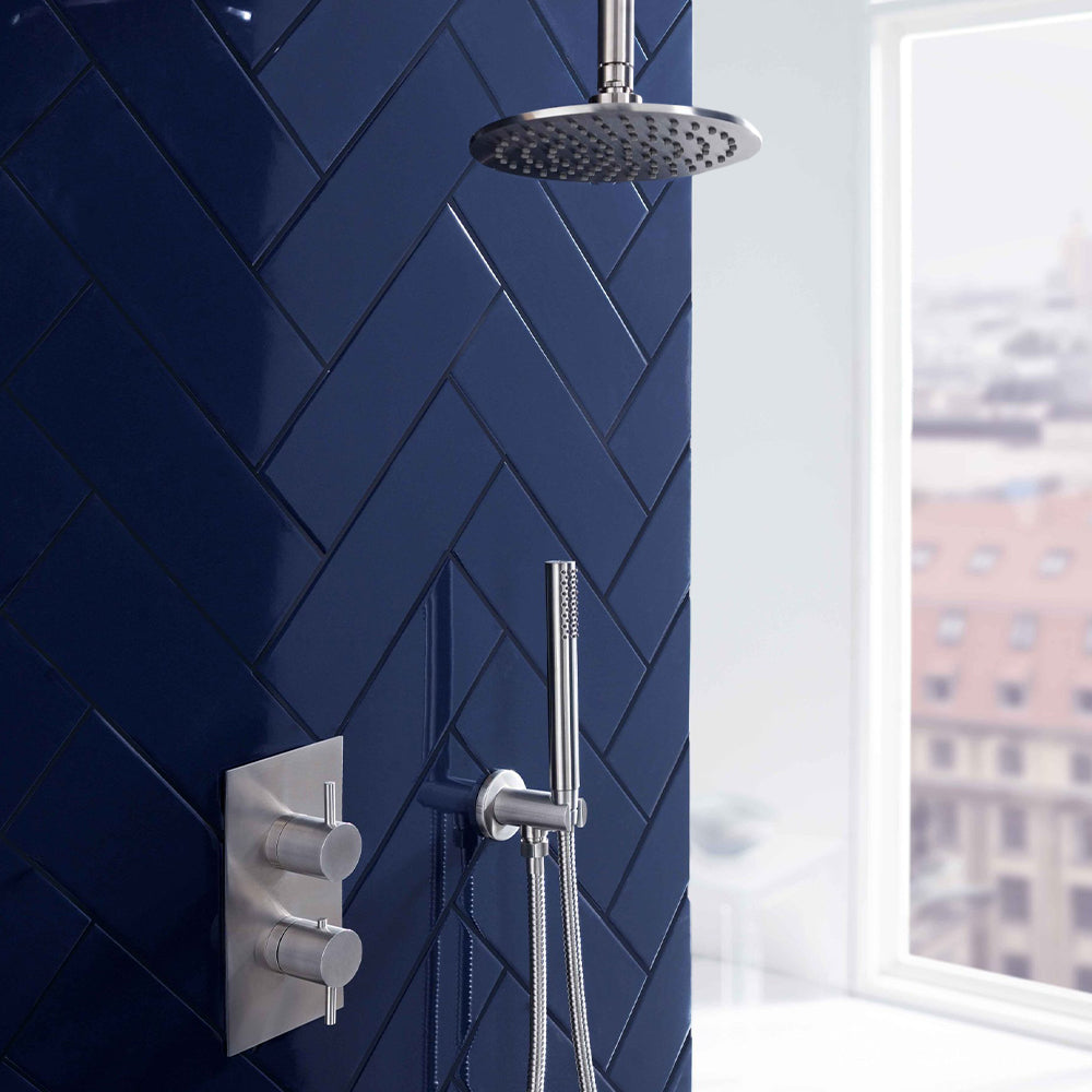 3 outlet concealed shower valve with two controls  - stainless steel 