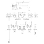 wall mounted thermostatic bath shower mixer technical drawing