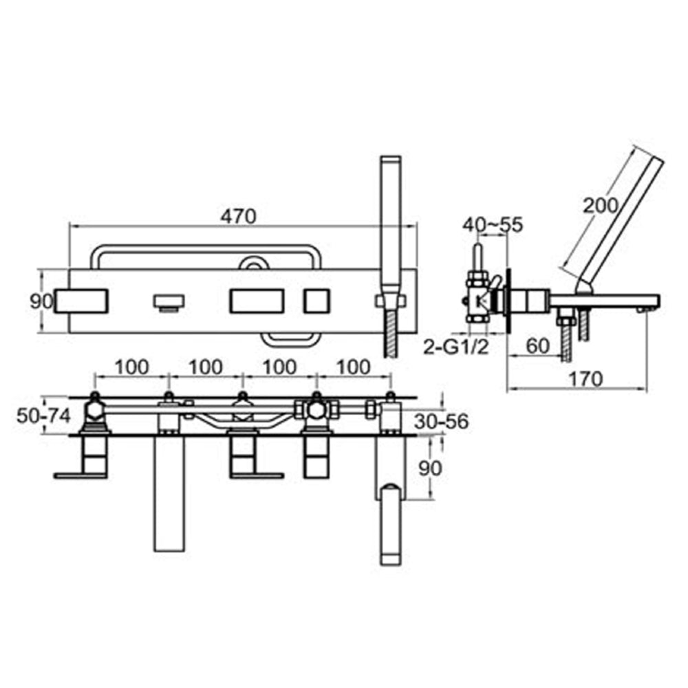buy 5 hole bath tap tapron