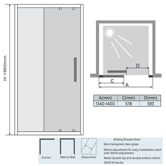 Sliding Shower Enclosure - 1950mm - 6mm Secondary image
