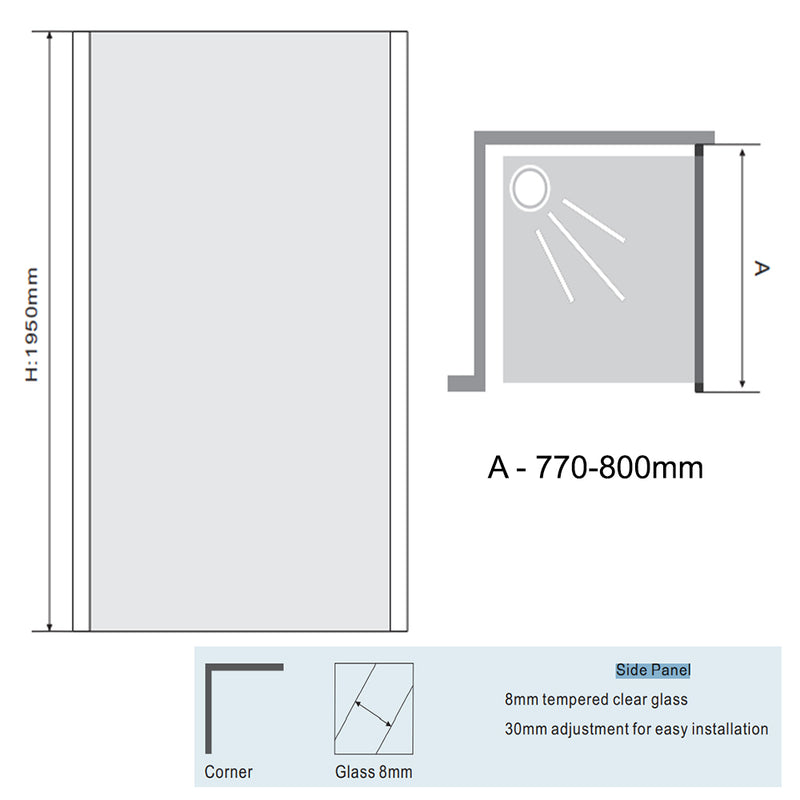 shower side panels with 1950 height - tapron