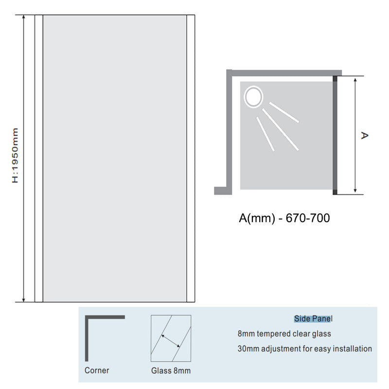 shower side panels with 1950 height - tapron