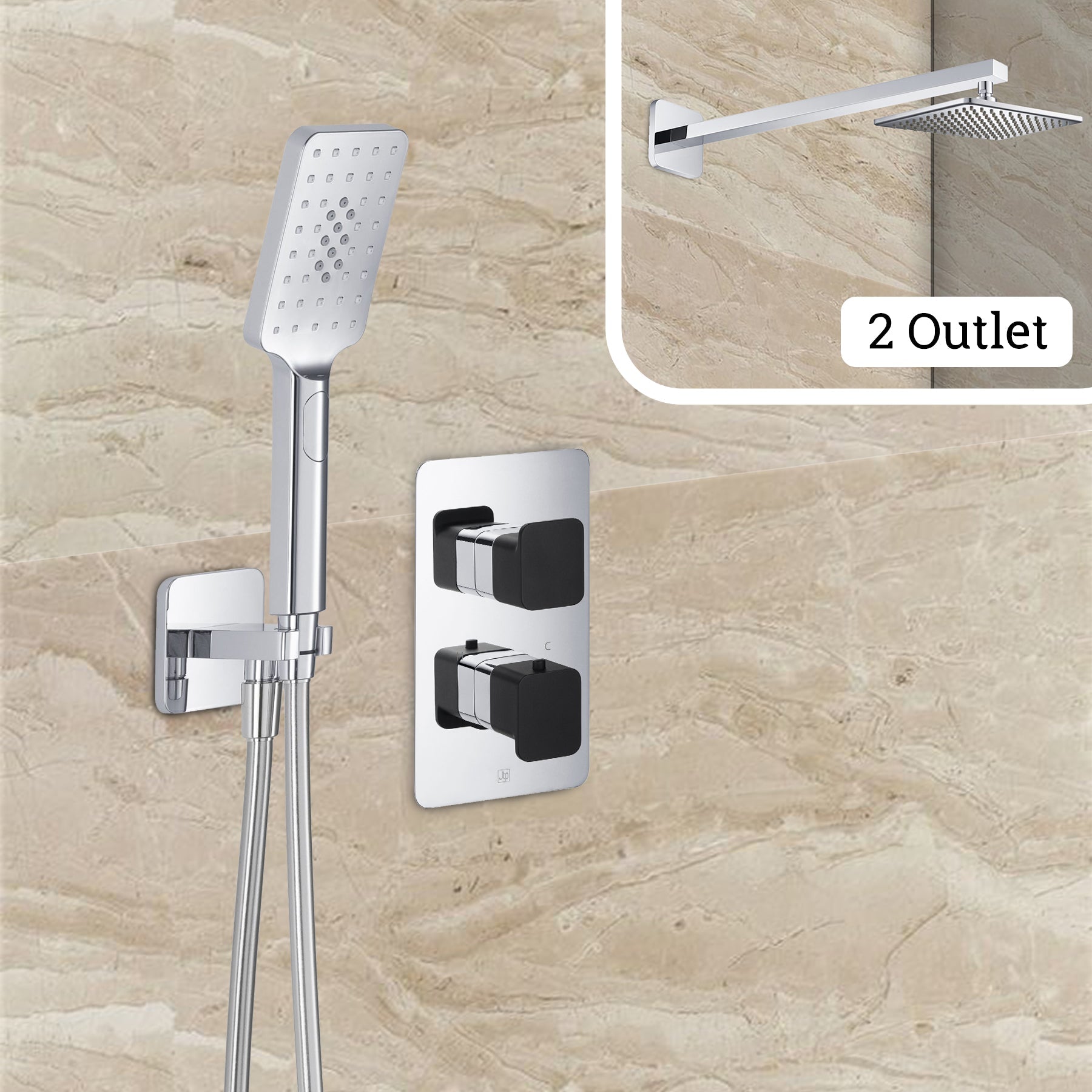 Thermostatic Concealed 2 Outlet Shower Valve