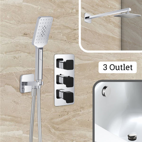 AXEL Thermostatic Concealed 3 Outlet Shower Valve[74691MBH]