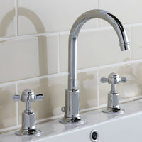 Traditional 3 Hole Deck Mounted Basin Mixer Tap - Chrome
