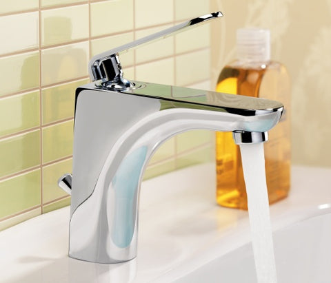Single-Lever Deck-Mounted Basin Mixer Tap without Pop-Up Waste- Chrome