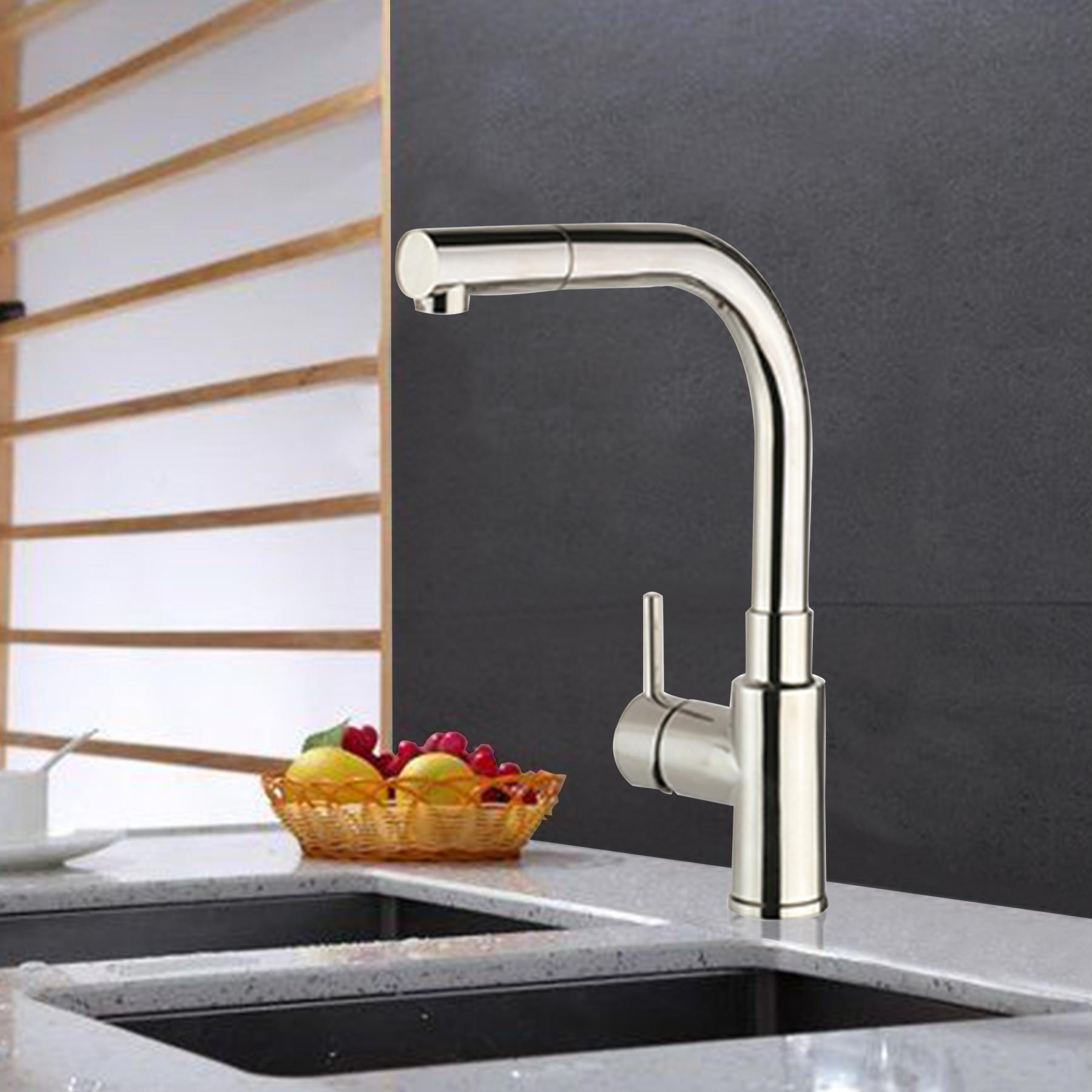Pull Out Spray Mixer Tap - Stainless Steel Secondary image