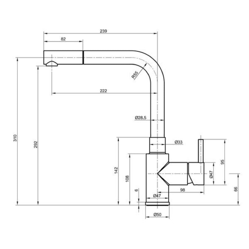  Kitchen Taps Technical Drawing