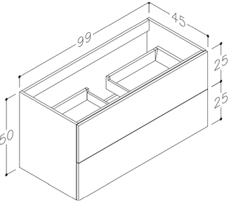 Aqua Wall Mounted 2 Drawer Space-Saving Vanity Unit Grey - 1000mm Secondary image