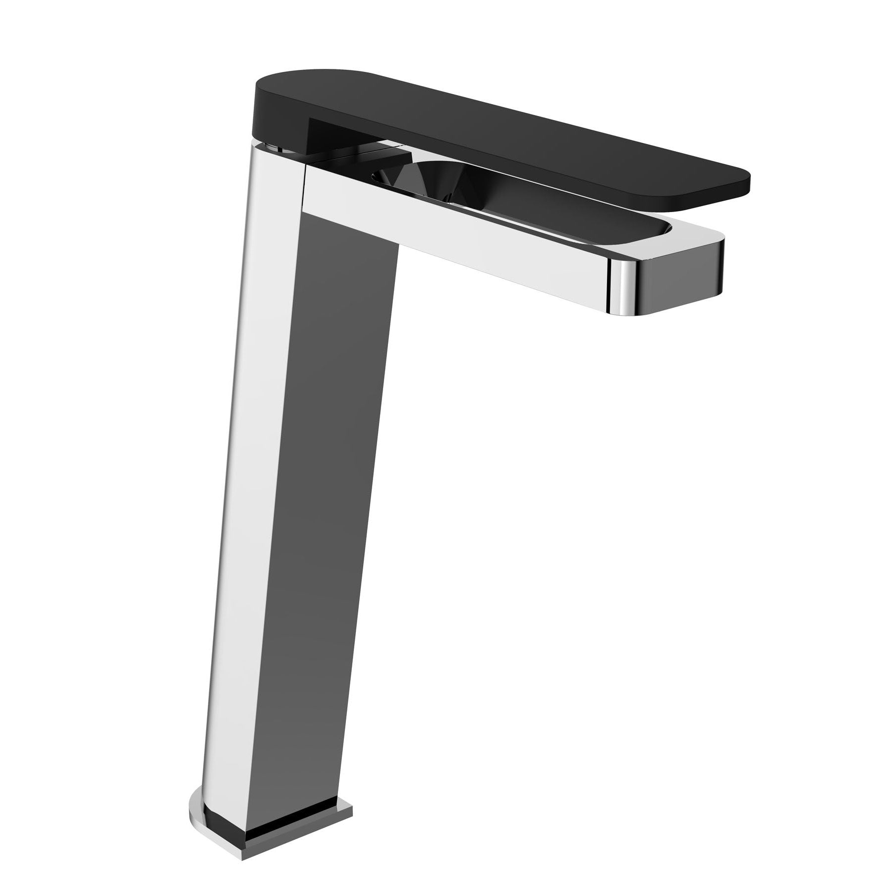 AXEL Modern Deck-Mounted Single Lever Tall Black Basin Tap with Chrome Finish Main image