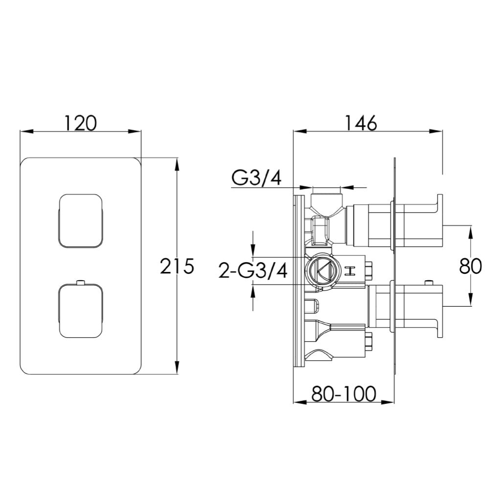 shower valves Technical Drawing