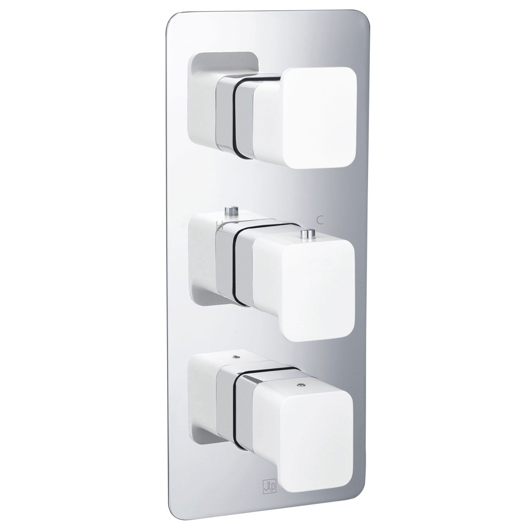 AXEL Thermostatic Concealed 2 Outlet Shower Valve with Matte White Handles - Vertical Main image