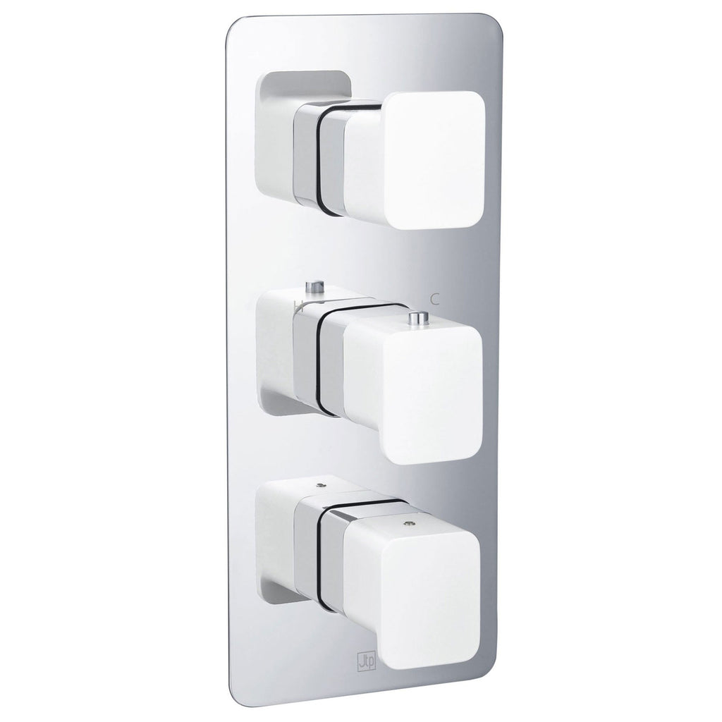 AXEL Thermostatic Concealed 2 Outlet Shower Valve with Matte White Handles - Vertical