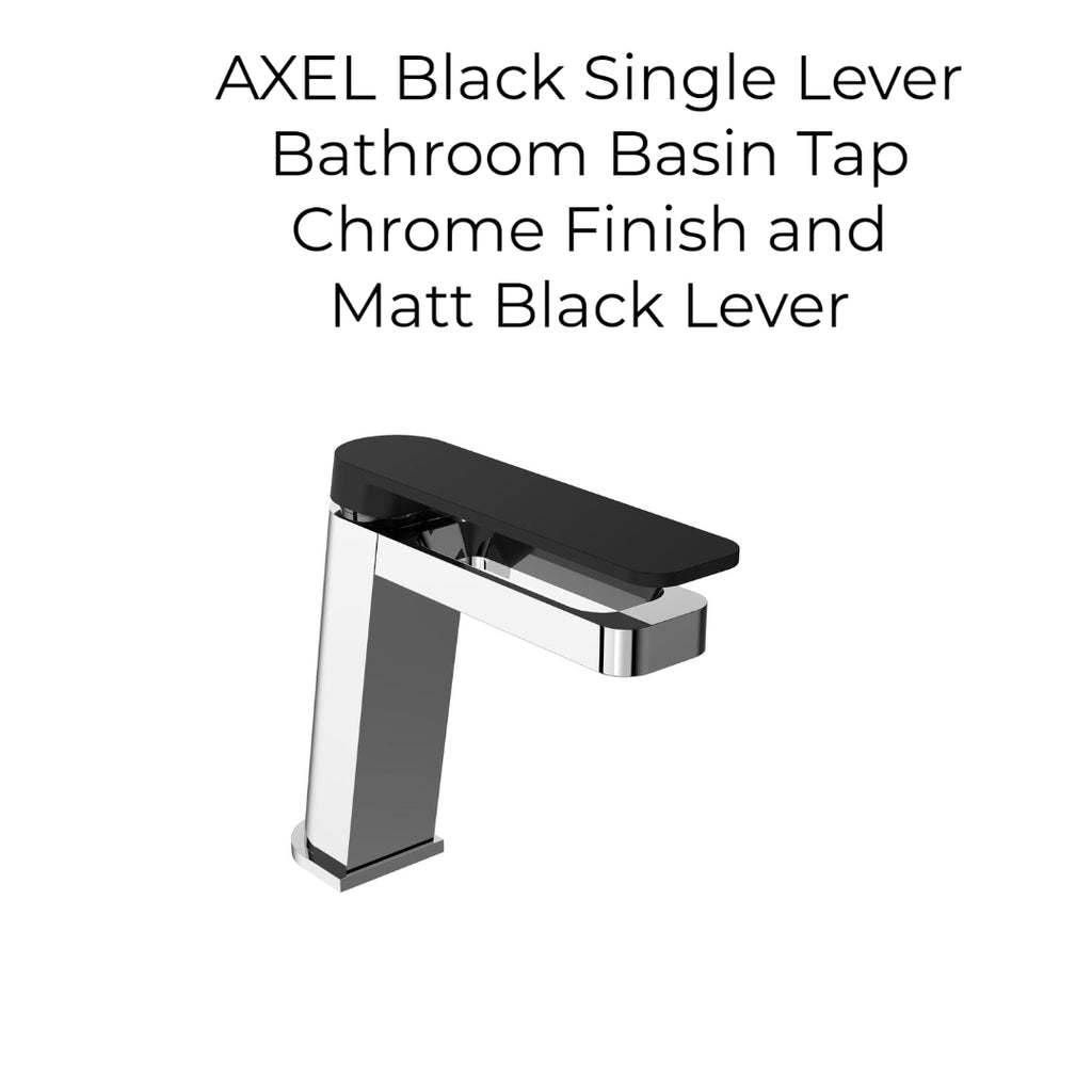 AXEL Black Single Lever Bathroom Basin Tap Chrome Finish and Matt Black Lever