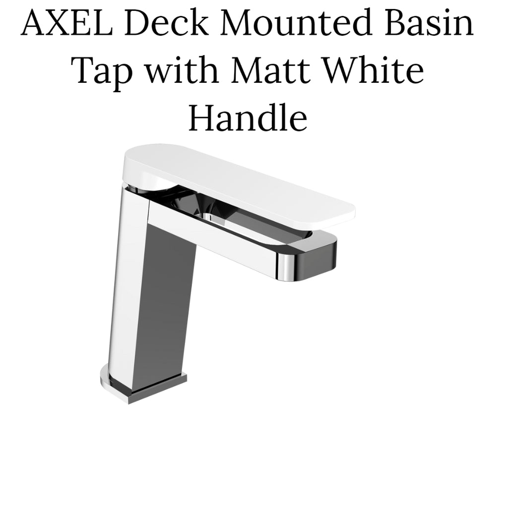 AXEL Deck Mounted Basin Tap with Matt White Handle 
