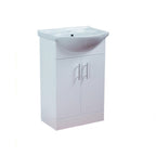 Luxurious Alpha Floor Standing Sink Vanity Unit in Glossy White Finish with Soft Close Doors and Chrome Handles - 550mm