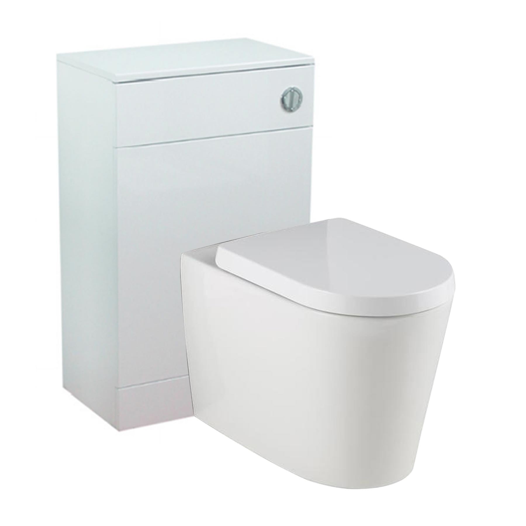 Concealed Cistern Toilet Unit with Flush Button - White, 500mm Secondary image