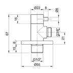 Brushed Stainless Steel Angled On/Off Valve