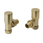 Angled Radiator Valve - Brushed Brass Pair
