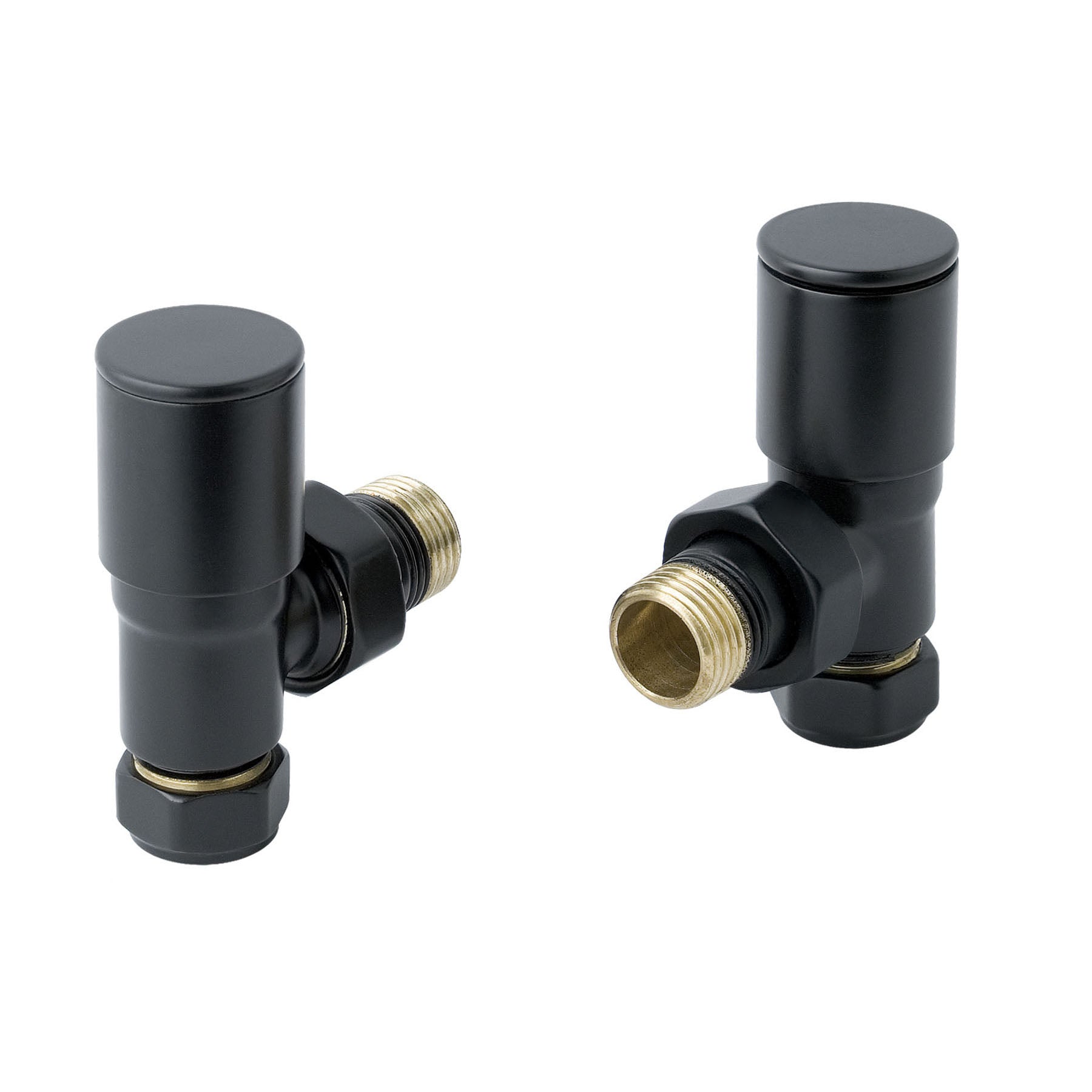 Angled Radiator Valve Pair - Matt Black