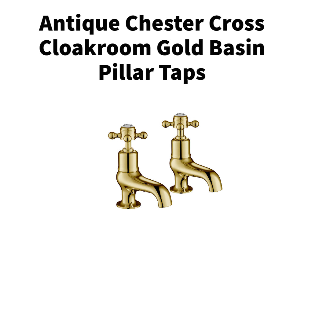 Antique Chester Cross Cloakroom Gold Basin Pillar Taps 