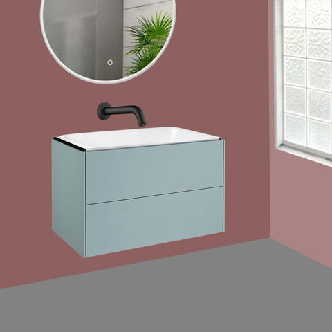 Aqua Wall Mounted 2 Drawer Vanity Unit with Generous Space-Saving and Soft-Closing Drawers - White- 1200mm