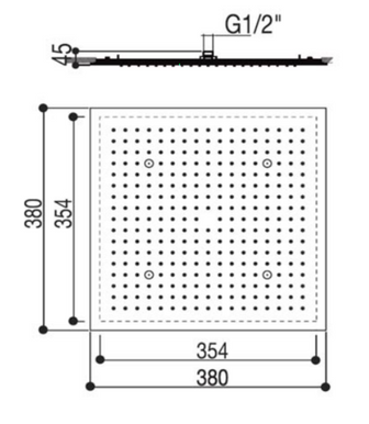 Aquamist Square Overhead Shower with Mist Function, 380mm - Chrome Secondary image