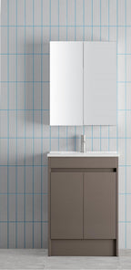 Stunning Astro Floor Standing Vanity Unit with Ceramic Basin in Rich Stone Grey Colour