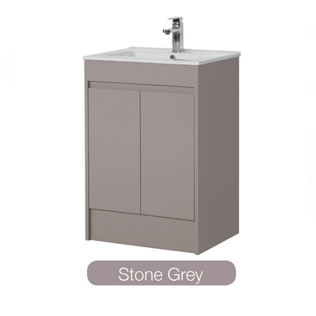 Stunning Astro Floor Standing Vanity Unit with Ceramic Basin in Rich Stone Grey Colour