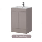Stunning Astro Floor Standing Vanity Unit with Ceramic Basin in Rich Stone Grey Colour