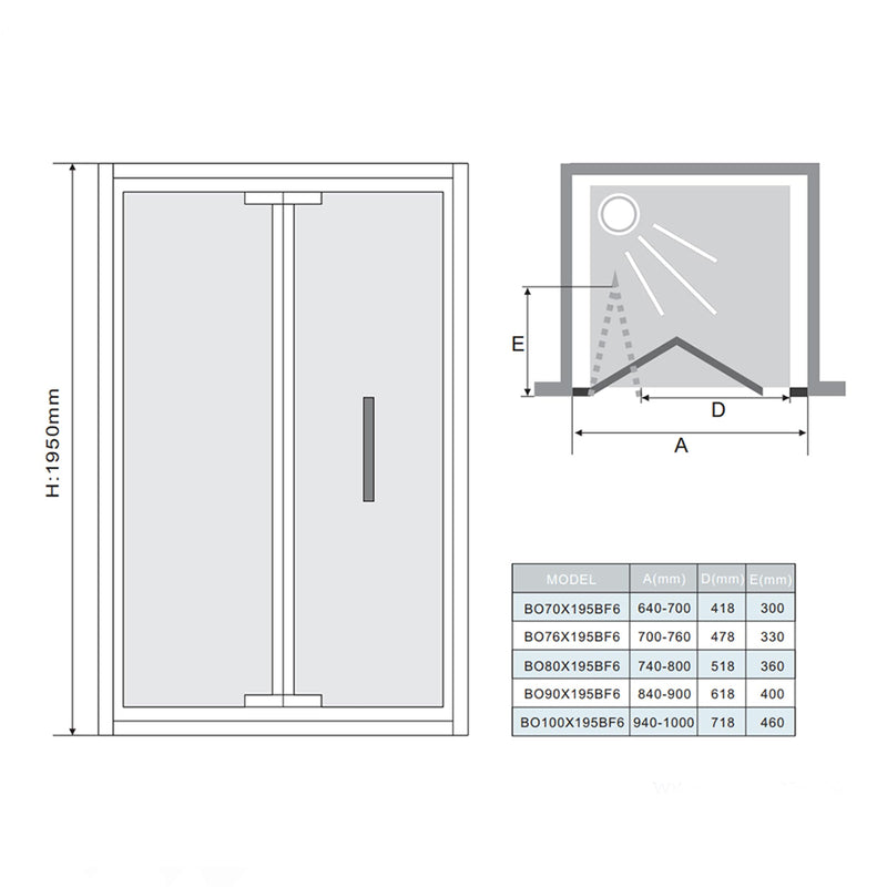 Marina 6mm Bi-Fold Shower Door - Multiple Sizes