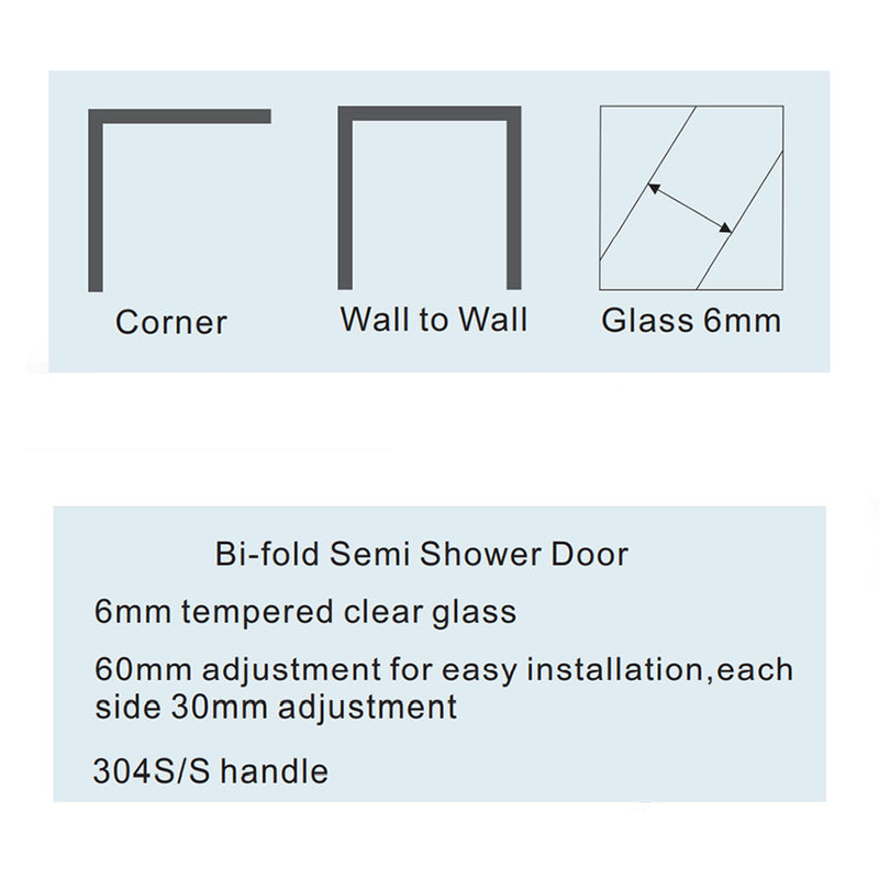 Marina 6mm Bi-Fold Shower Door - Multiple Sizes