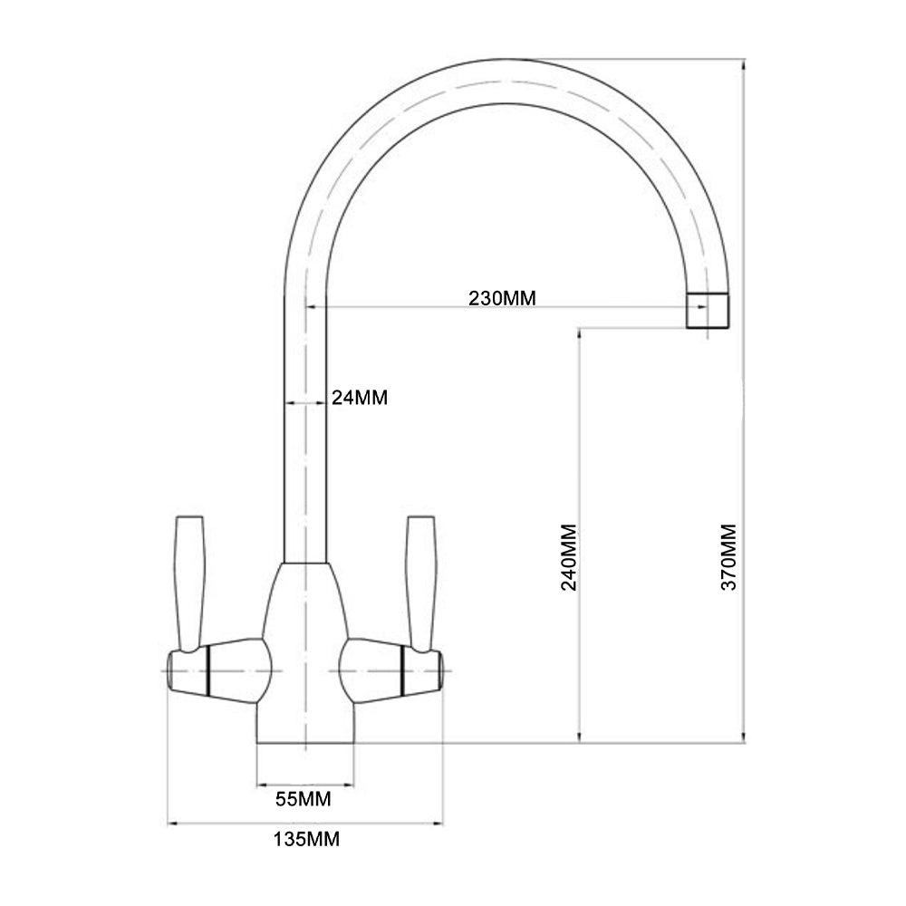 Monobloc Kitchen Mixer Tap Technical Drawing