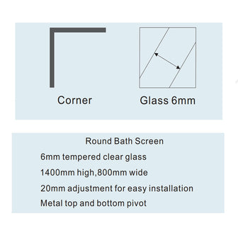 Modern Curved Bath Shower Screen– 6mm Glass Secondary image