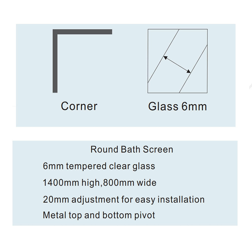 Marina Round Top Bath Screen - 6mm Glass