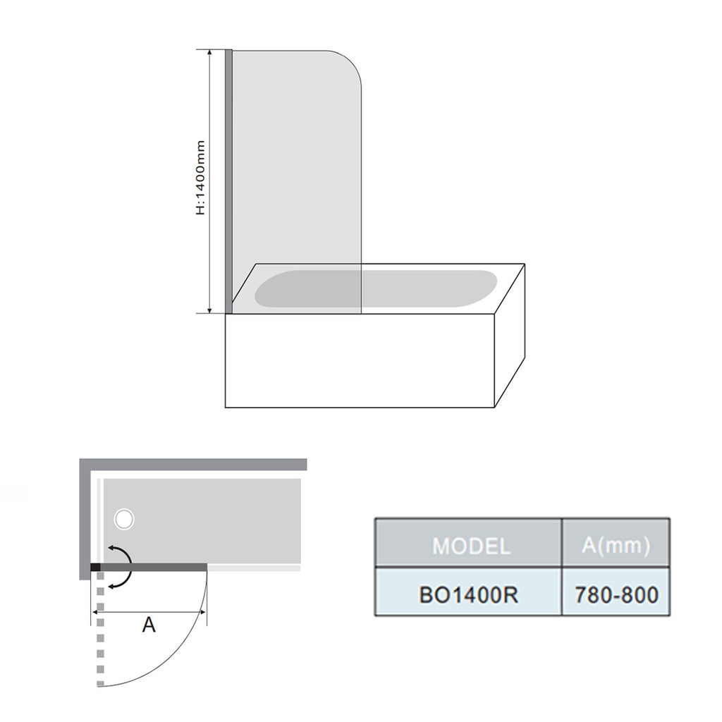 Marina Round Top Bath Screen - 6mm Glass