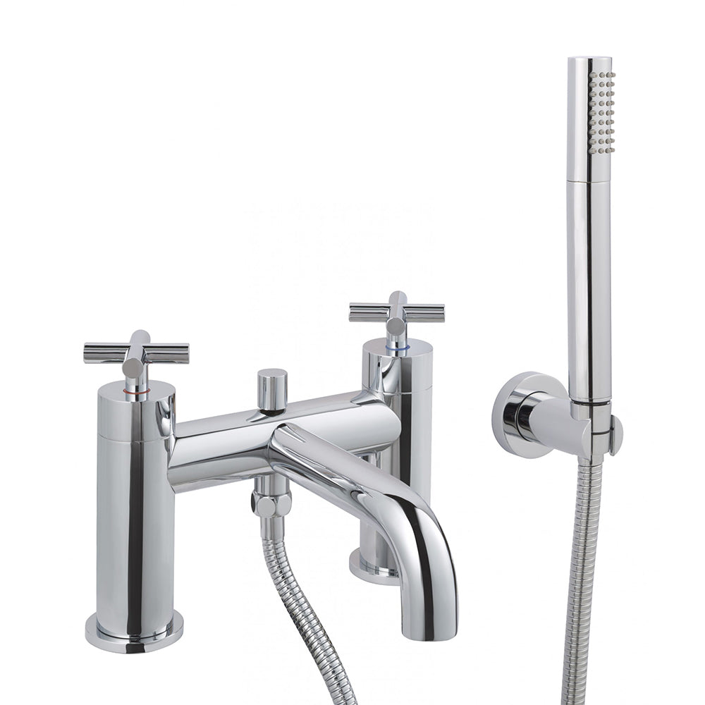 Deck Mounted Modern Bath Shower Mixer Tap with Shower Kit— Chrome Secondary image
