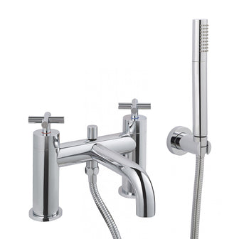 Deck Mounted Modern Bath Shower Mixer Tap with Shower Kit— Chrome Secondary image