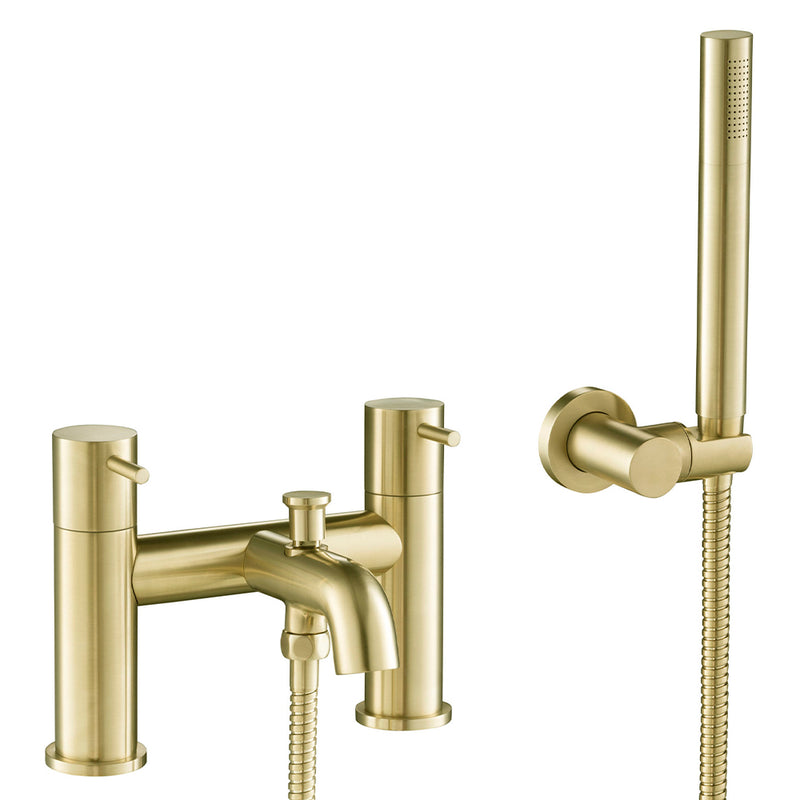 Bath Shower Mixer & Shower Kit - Brushed Brass Finish-tapron